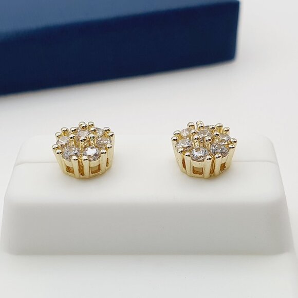 "14K Gold Plated Cubic Zircon Earrings, INUS1BR137 - Picture 8 of 9